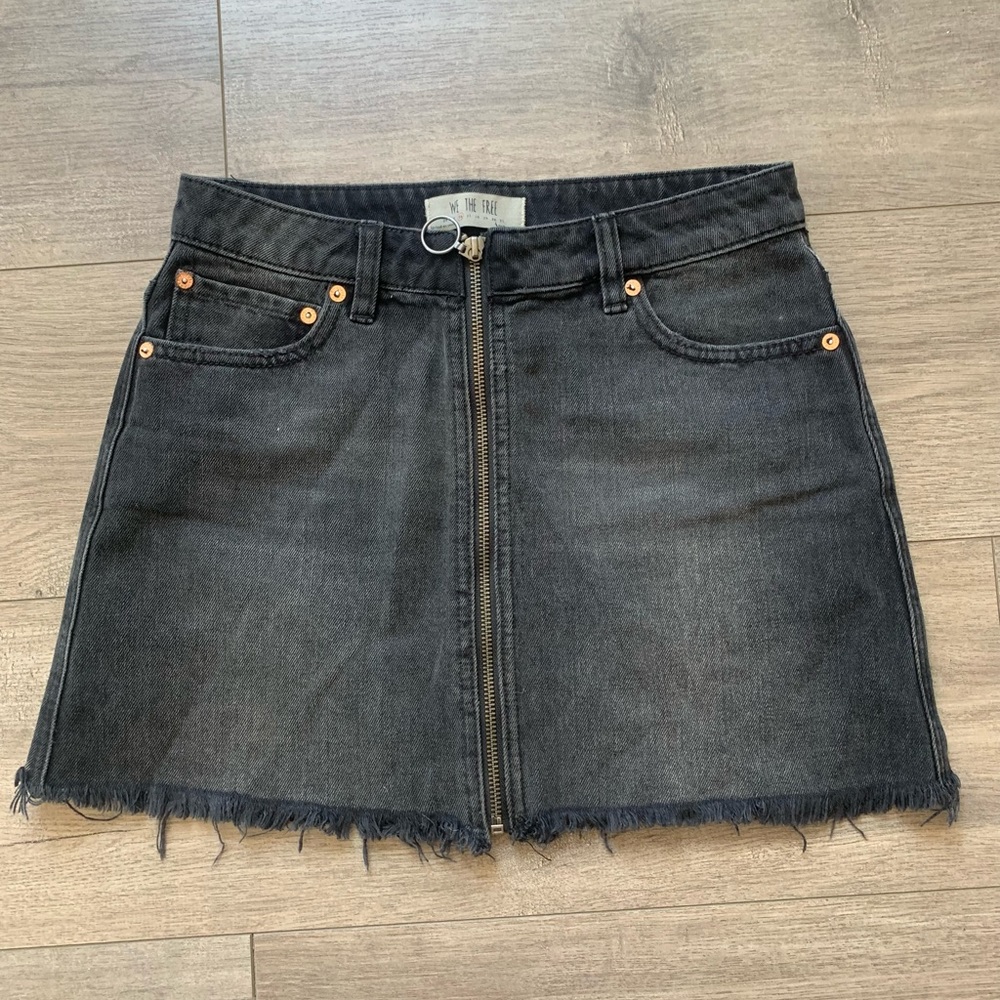 We the Free Black Denim Mini Skirt size 26 zip front